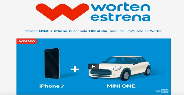 Nace Worten Estrena, coche y móvil nuevo cada año por menos de 10€ al día 